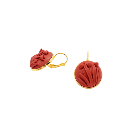 earrings red flower